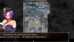 Karryn engages in rough threesome with slime monster and thug in prison hentai.