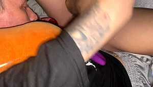 denied orgasm with hot big dildo deep makes her body shake all over