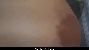 stepsister bends for pen, teases stepbro into helping with homework on sislust.