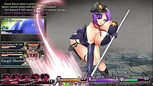 Karryn engages in rough threesome with slime monster and thug in prison hentai.