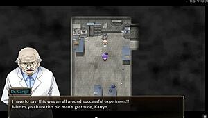 Karryn engages in rough threesome with slime monster and thug in prison hentai.