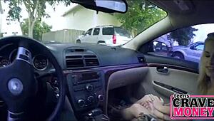 Blonde teen 18+ begs for cash with blowjob!