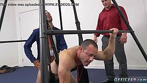 Boys playing with toys in steam room, oops