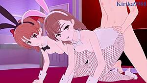 mikoto misaka and kuroko shirai in bunny girl intense 3p sex hentai 😈