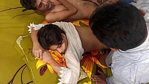 Deshi Girl Shathi with Hanif PK and Shapan in Bedroom Fun. Homemade Asian Girlfriend Rides Hard!