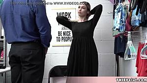 Cute Muslim chick caught hiding stolen goods under her outfit