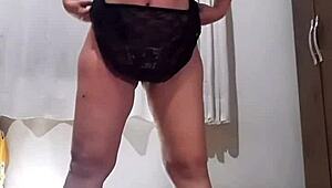 Undressing Transparent Black Skirt And Sexy Yellow Panties