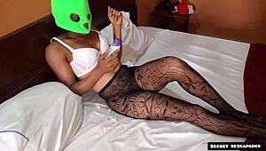 Hardcore missionary pounding my girlfriend's wet pussy with big black cock