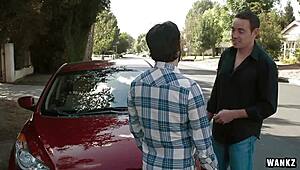 American whore in outdoor orgy with blonde and brunette