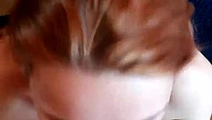 pov bj slut kneels for a messy facial cum shot.