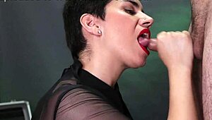 Cum Dripping from Mouth After Intense Couple Action