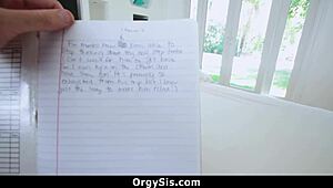 Is the hot stepsister excited to meet her new stepbrother in orgy?