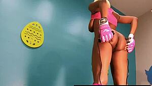 黑妞MsNovember健身房裸跳绳巨乳下垂屁股晃荡