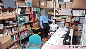 OMG, this extra cute petite 18+ teen got her pussy roughed up by mall cop!