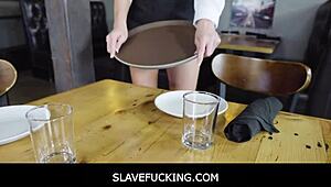 Subtle Slave Play - Freeuse Waitress Serves Guy Near Wife in Restaurant