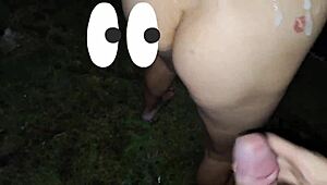 wife exposes her ass in the window for dirty talk and banging