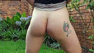 Skinny Girl, Piss and Twerk That Tiny Ass in Garden!