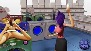 Two Busty Lesbians Try Double Dildo In Public Store