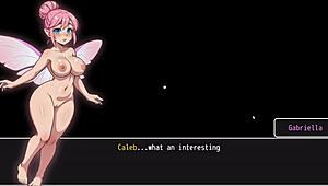 in lost lagoon harem hentai game ep 1, a cute naked fairy gets stuck in the prison key hole