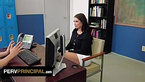 Perv principal spanks and rides thick stepmom Alexa Payne in office