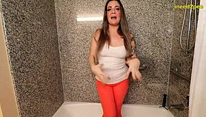 She couldn't hold it, wetting her jeans in pure embarrassment.