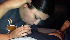brunette teen 18+ gets facial after blowjob with deepthroat