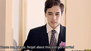 daddy4k mature guy teaches sweet blonde bride real sex before her big day.