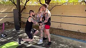 bi mmf threesome - girl boxer takes turns on two big cocks steve rickz awlivv buck richards