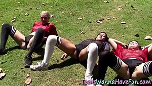 These real uniformed teens are getting pounded hard in the group