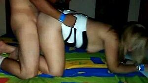 teacher in retro blue film