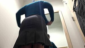 candid camera catches mature brunette flashing in mall changing room