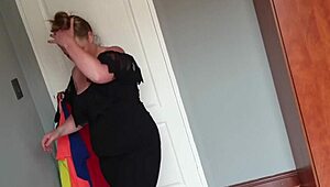 Yo, watch this chubby girl try on wild dresses for kinky solo fun