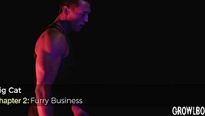 Werecat barebacks muscle hunk's ass intensely