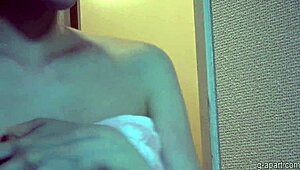 Himeno Amasaki strips naked in her private shower, showing off her beautiful tits!