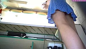 I flash my skirt and thong in hidden upskirt at work