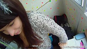 fucking glasses - teeny dania drilled hard on a balcony pov