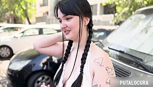 Brunette Big Tits Spanish Girl Swallows Boyfriend's Cum Caught