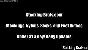 sasha and monica explore foot licking in sexy stockings