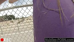 yo, watch this tiny tit babe get slammed in the garage