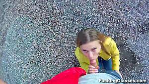 Emma, the coed with glasses, gets fucked hard on a construction site by her friend.