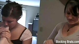 sasha and monica explore foot licking in sexy stockings