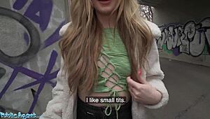 Public Blonde Brit Babe POV Blowjob Outside