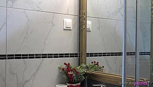 Hot New Sexy Blonde Wife Changes Panties In The Bathroom