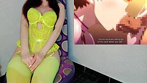 Su amiga ahora tiene las tetas mas grandes y no se resiste en este hentai asijai no chiru con jerk off instructions