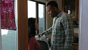 curvy ebony milf gets pounded after a sloppy blowjob.