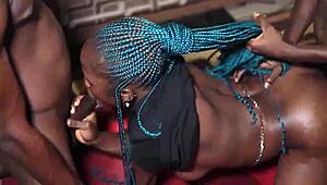 Hardcore college threesome with wild big ass action