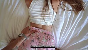 Massage for teen stepsis turns into blowjob and anal sex