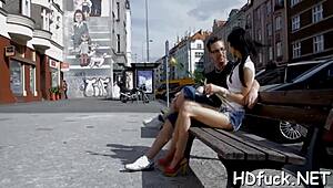 Sweet dilettante honey spreads legs for licking and fingering