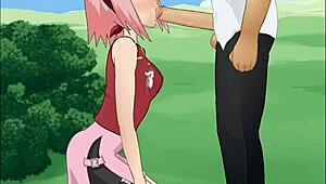 Naruto Sakura Haruno Deepthroat Action