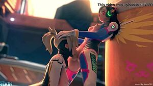 Horny Mercy Gives Deep Throat Blowjob to DVA.